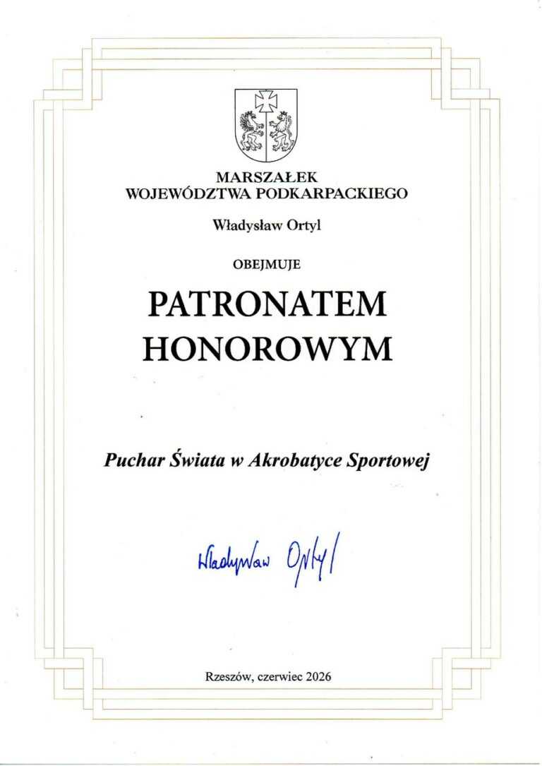 Honorowy Patronat Marszałka Województwa Podkarpackiego