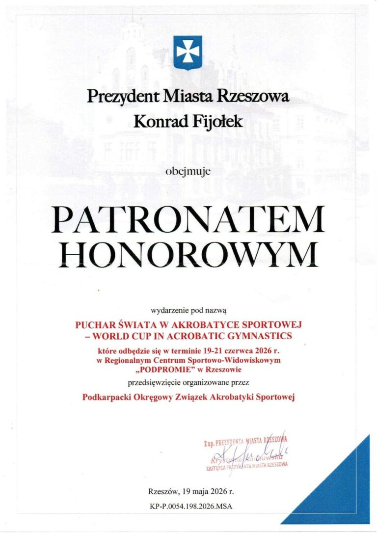 Honorowy Patronat Prezydenta Miasta Rzeszowa